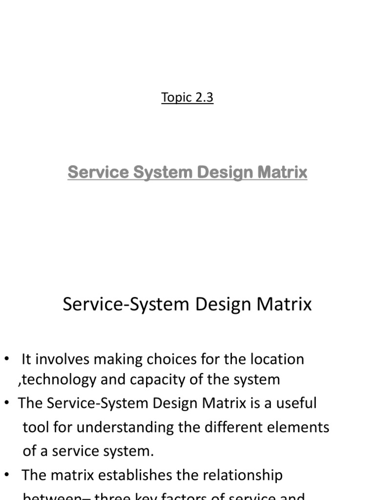 Service System Design Matrix Overview | PDF