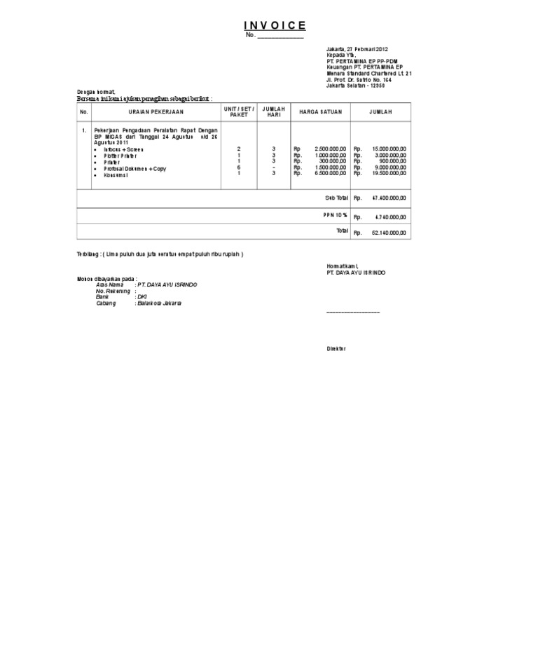 Invoice Penagihan PT. Pertamina | PDF