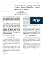 The Effect of Promotion, Product Quality and Brand Image Towards Purchase Intention of Fiesta Chicken Meat in West Jakarta