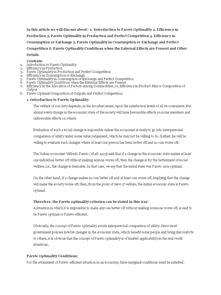 Understanding Pareto Optimality | PDF | Pareto Efficiency | Welfare ...