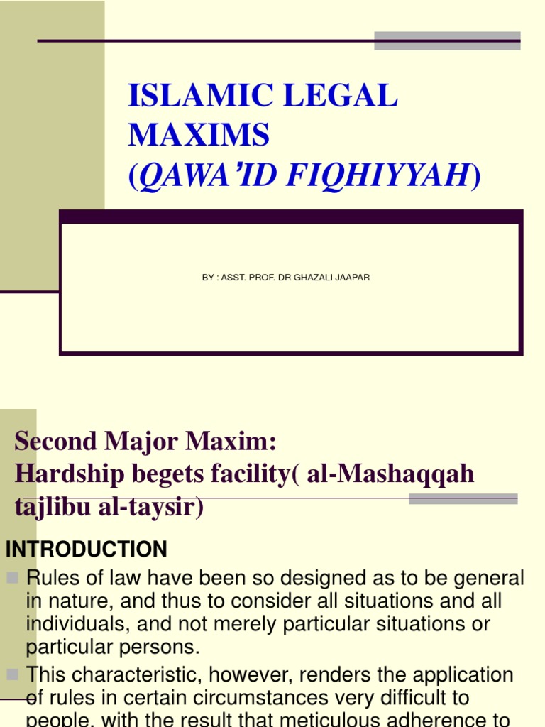 Hardship Begets Facility in Islamic Law | PDF | Islamic Ethics ...