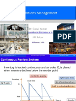 Operations Management: Continuous Review System and Safety Stock