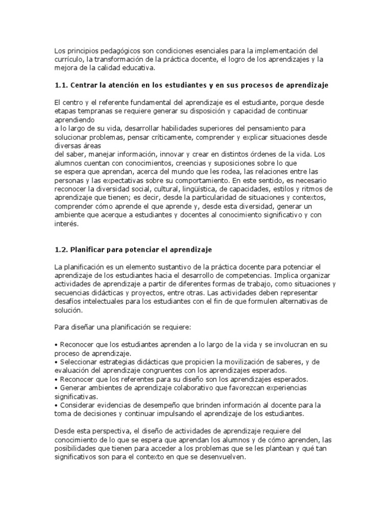 12 Principios Pedagógicos-Plan de Estudios 2011 | PDF | Evaluación ...