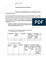 Beneficial Owner's Questionnaire Form 11 February 2019