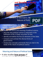 CLO 1 The Meaning and Nature of Political Science