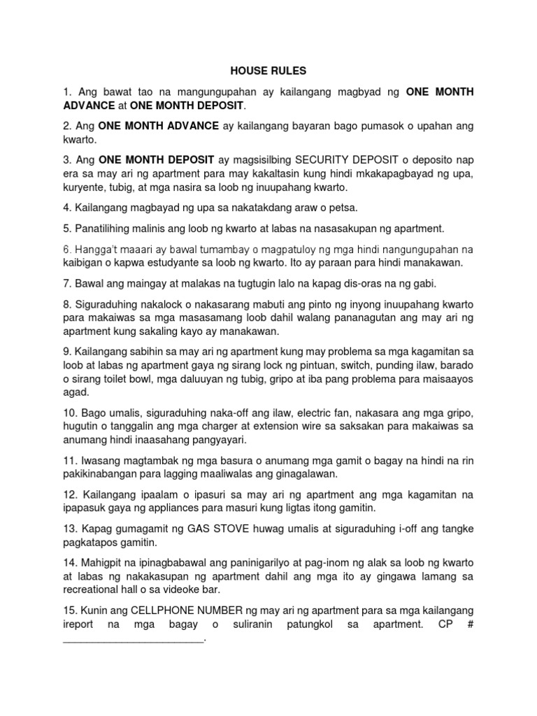 House Rules PDF