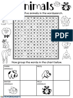 25 Animals Wordsearch Puzzle and Grouping Activity