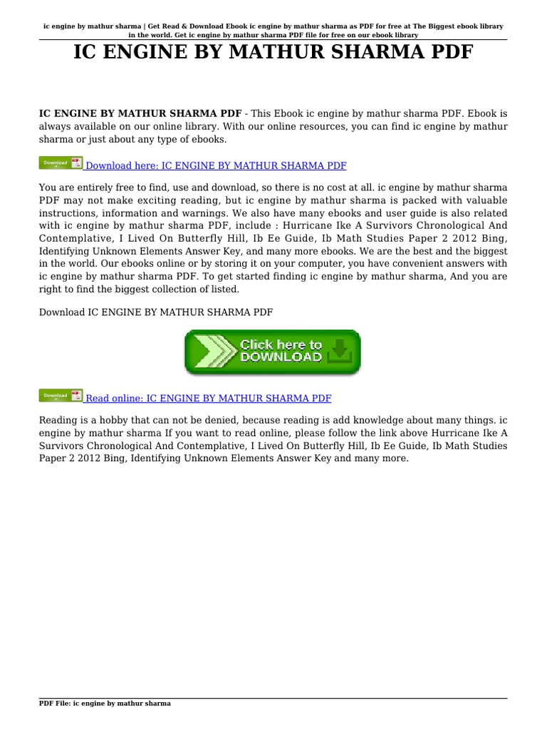 INTERNAL COMBUSTION ENGINE BY MATHUR AND SHARMA PDF FREE DOWNLOAD visual data 6