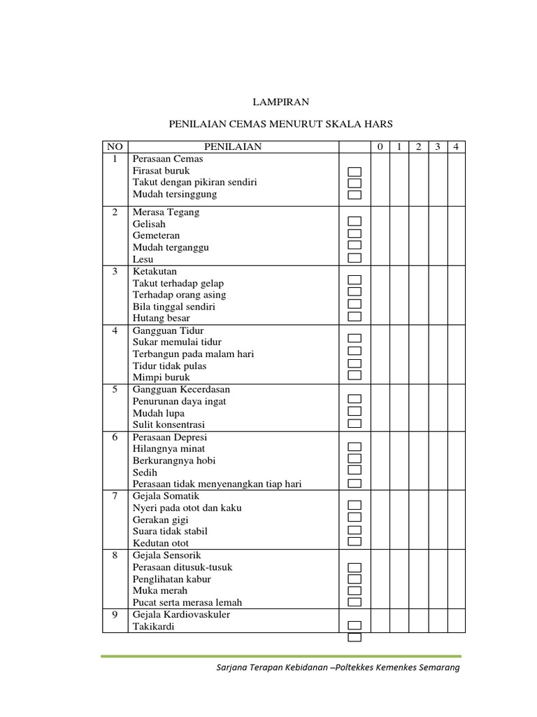 Penilaian Kecemasan dengan Skala HARS | PDF