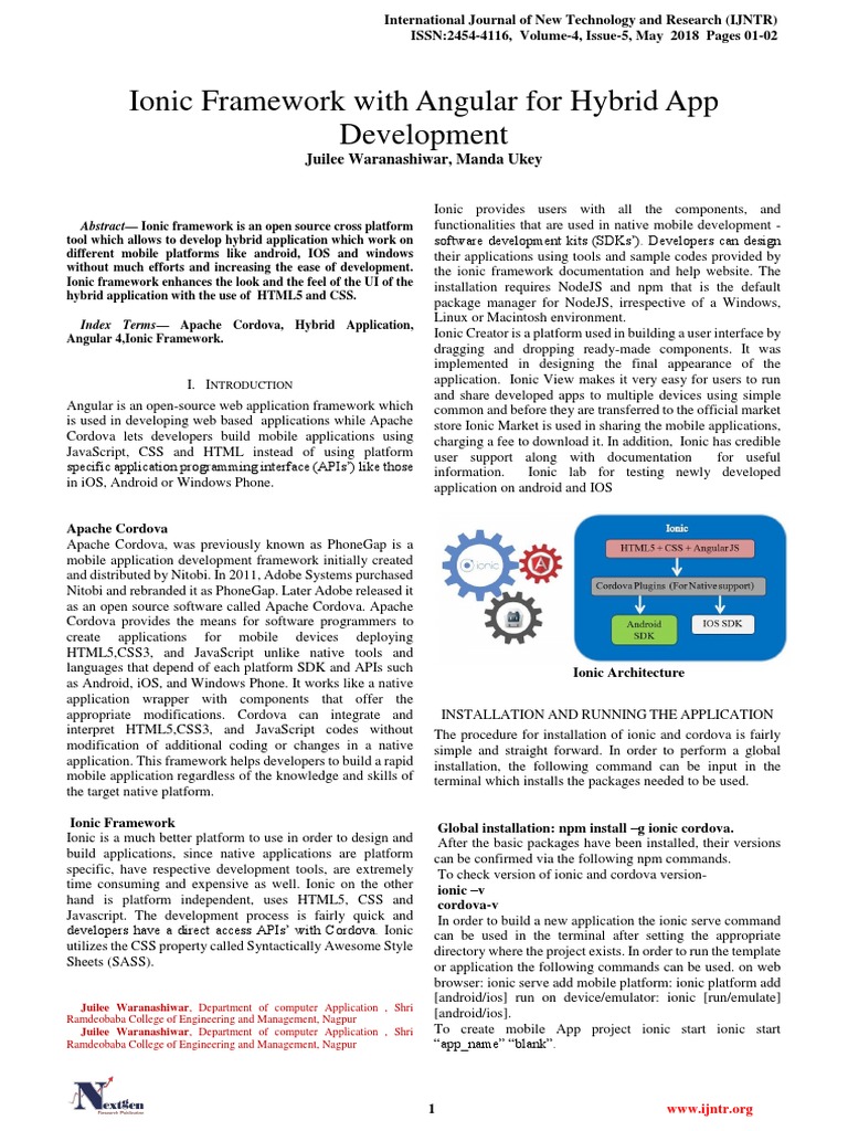 Ionic Framework With Angular For Hybrid 427ca78e | PDF | Mobile App ...