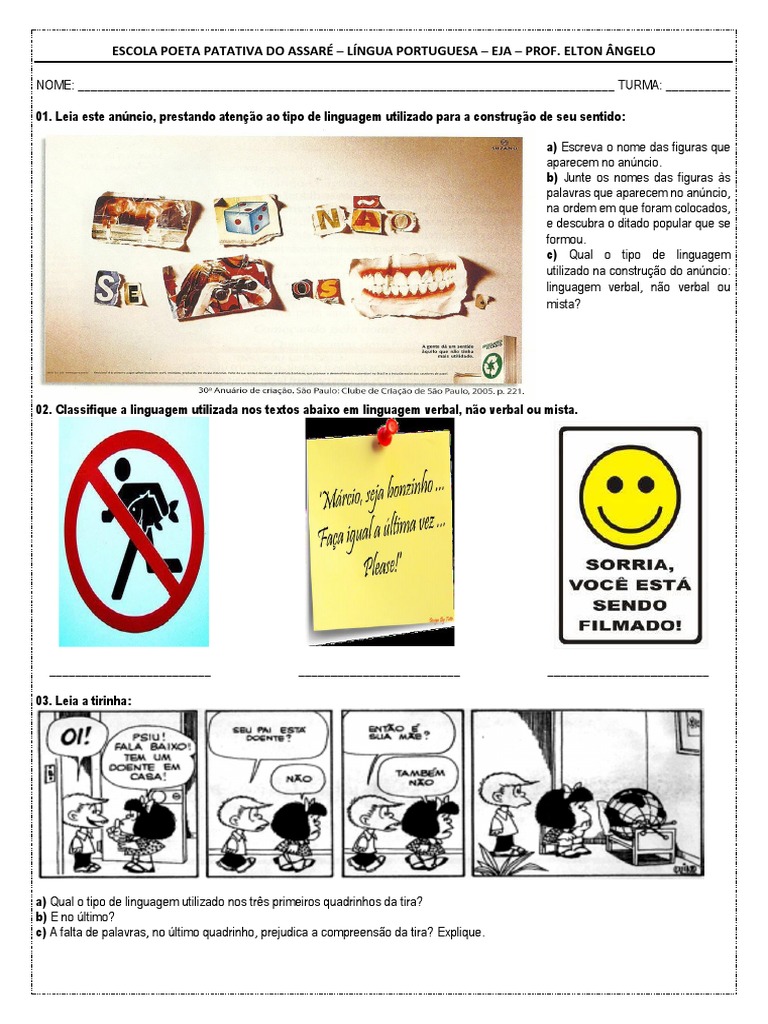 Compreensão E Interpretação De Textos Verbais Não Verbais E Mistos