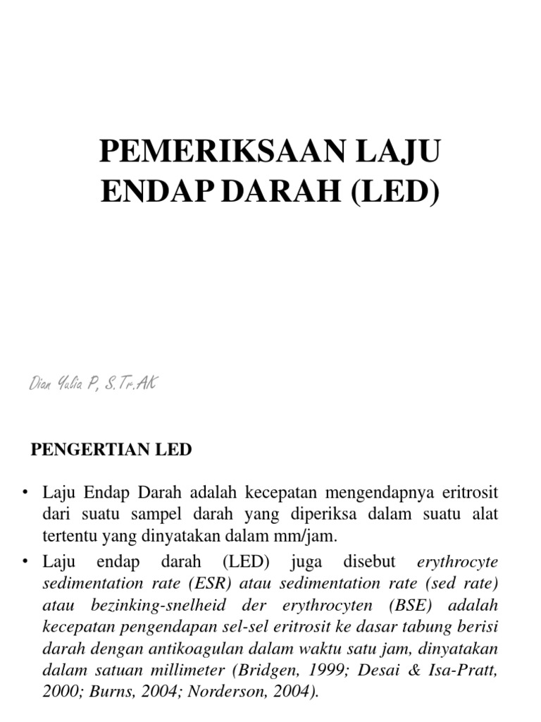 Pemeriksaan Laju Endap Darah (LED) | PDF | Sains & Matematika