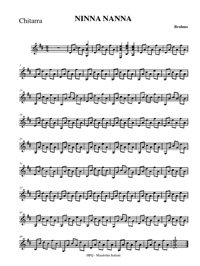NINNA NANNA Brahms Chitarra PDF