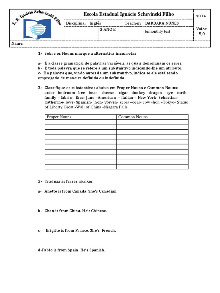 INGLES 3 Ano E ENSINO MEDIO 3 BIMESTRE | PDF