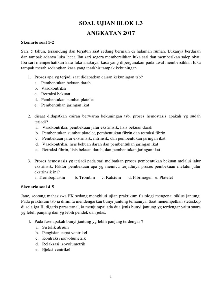 Soal Ujian Blok 1 3 Pdf