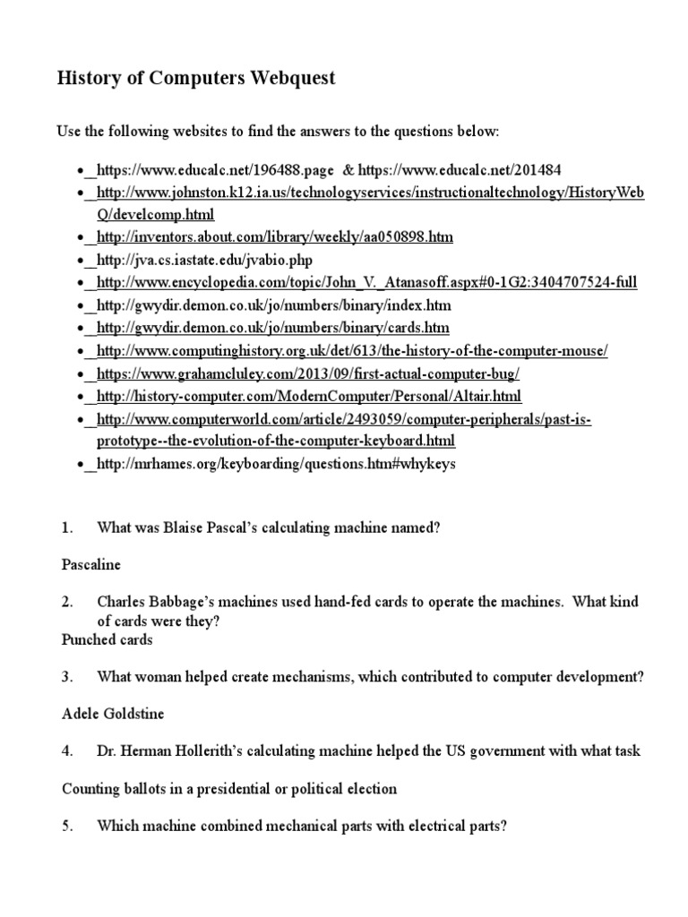 History of Computers quest PDF Electronics Office Equipment