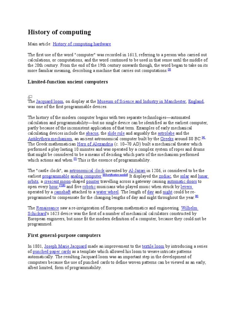 Early Computing Innovations | PDF