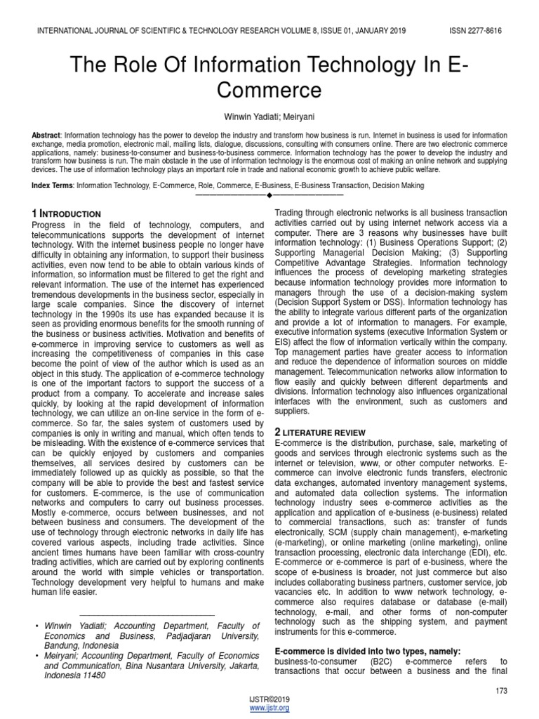 The Role of Information Technology in E Commerce PDF | PDF | Electronic ...