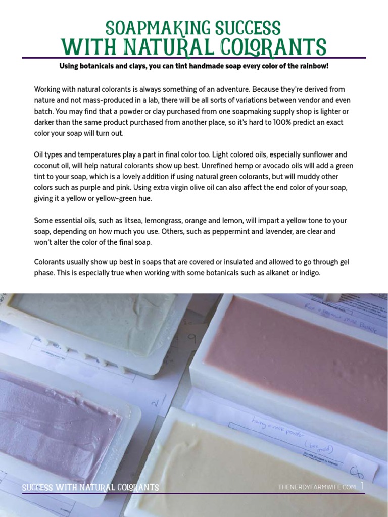 Natural Soap Colorants Guide, PDF, Soap