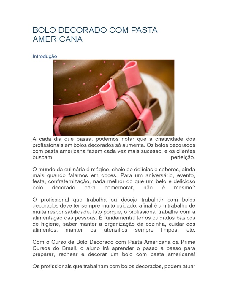 Bolo Decorado Com Pasta Americana PDF Culinária Geladeira