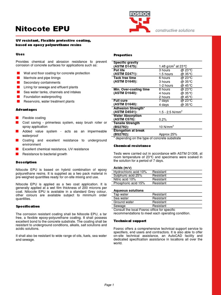 TDS Nitocote EPU Saudi Arabia PDF Epoxy Concrete