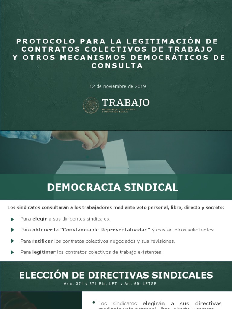 Protocolo para la legitimación de contratos colectivos de