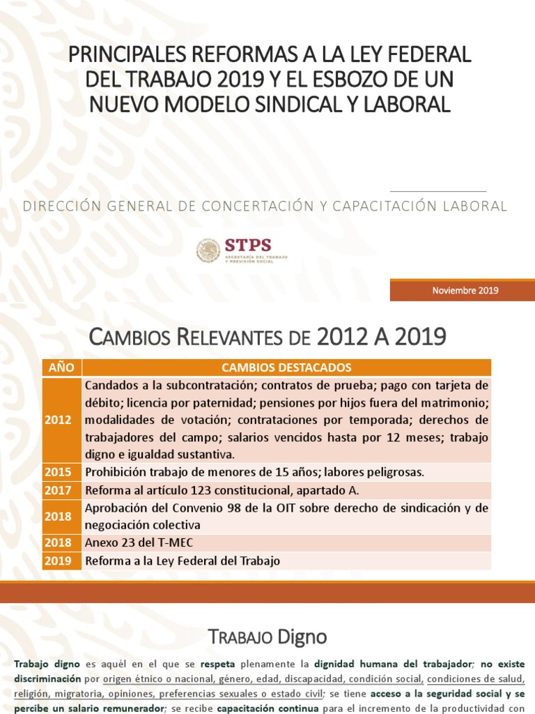 Principales Reformas A La Ley Federal Del Trabajo (México) | PDF ...
