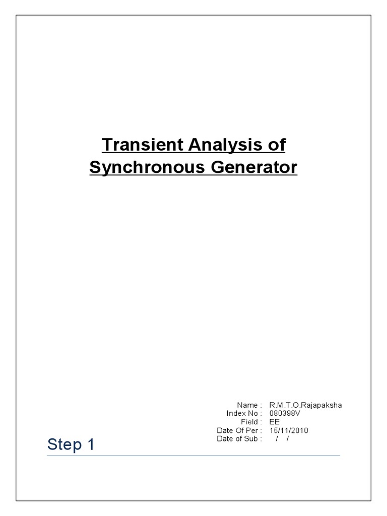 Transient Analysis of Synchronous Generator | PDF | Electrical Network ...