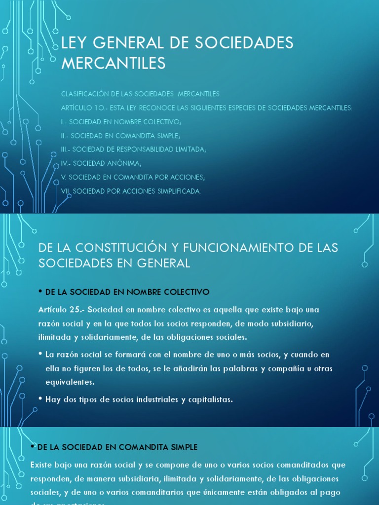 LEY GENERAL DE SOCIEDADES MERCANTILES Expo | PDF | Compartir (Finanzas ...