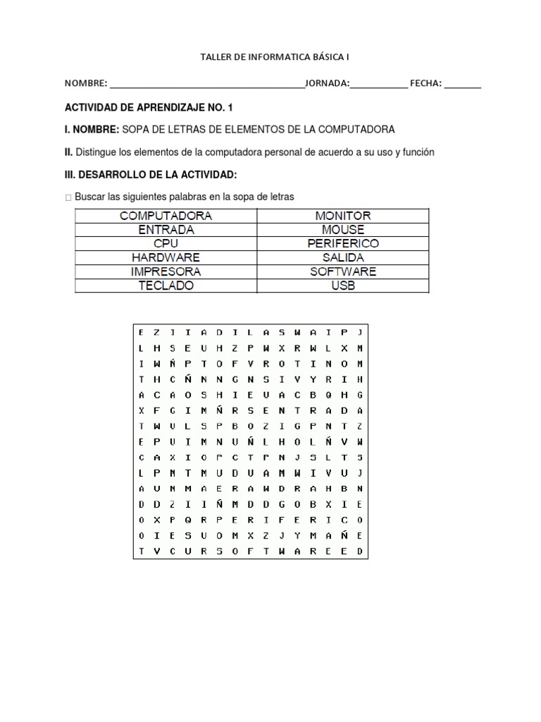 Taller de Informática Básica I | PDF | Hardware de la computadora ...