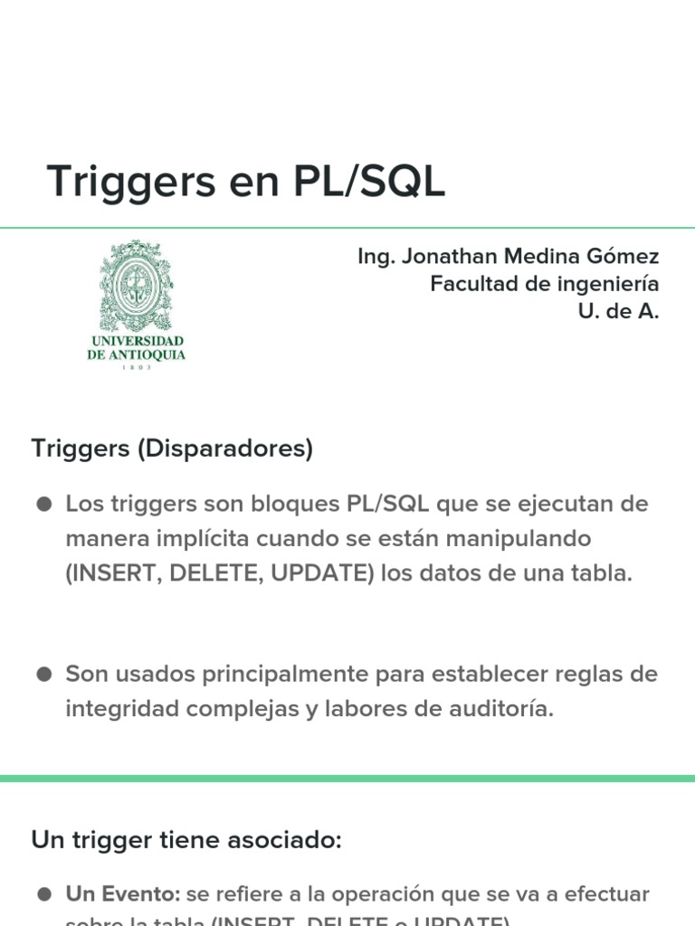 Triggers en PL/SQL: Guía y Ejemplos | PDF | Pl / Sql | Bases de datos