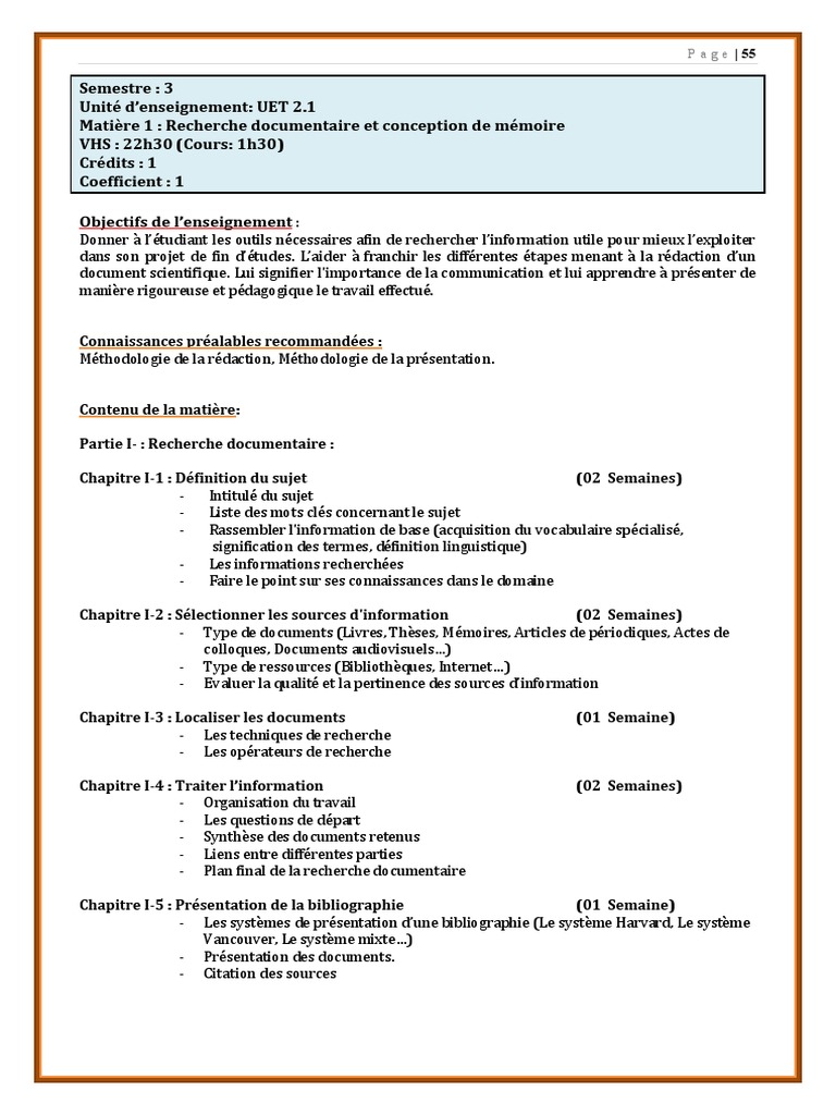 Programme Recherche D Information Informations