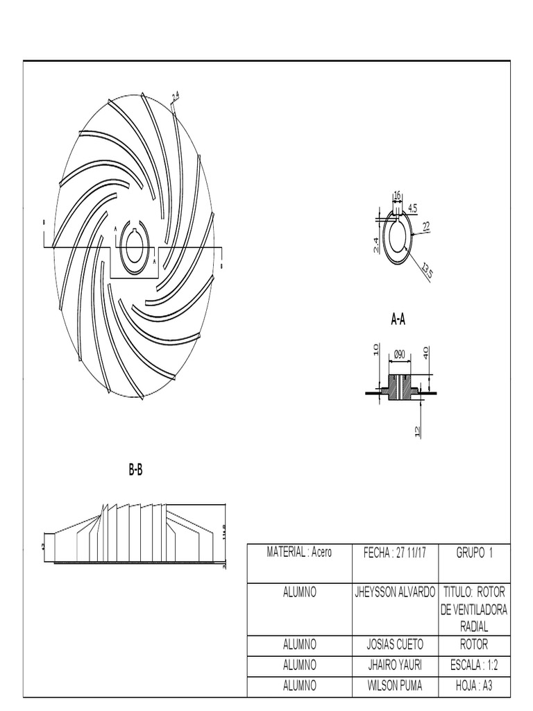 Diagrama de Rotor de Ventiladora Radial | PDF