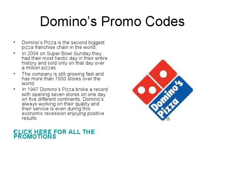 Domino's Promo Codes Click Here For All The Promotions PDF