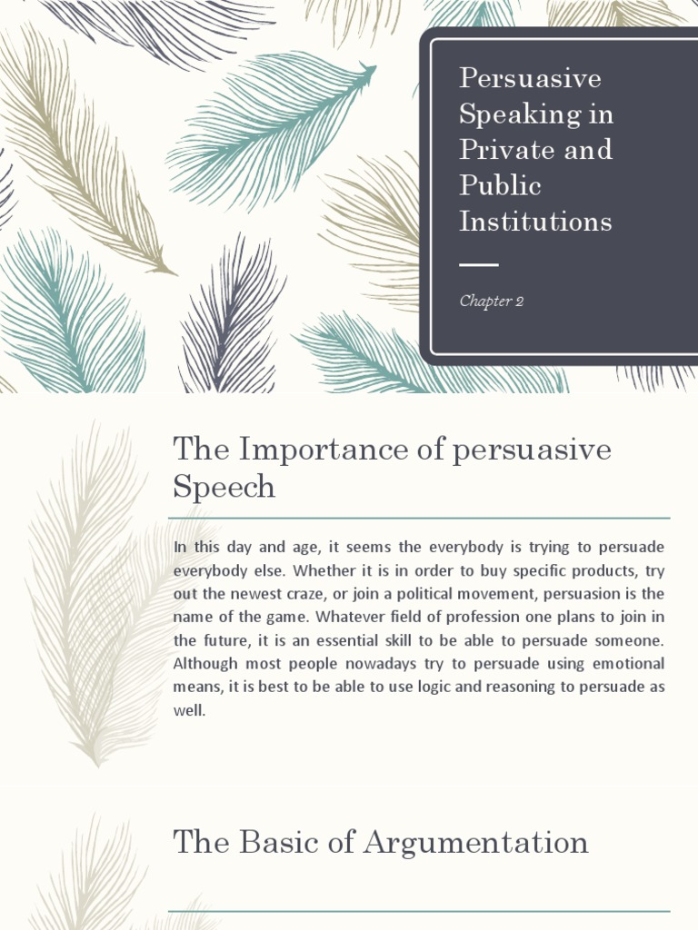 Persuasive Speaking in Private and Public Institutions ...