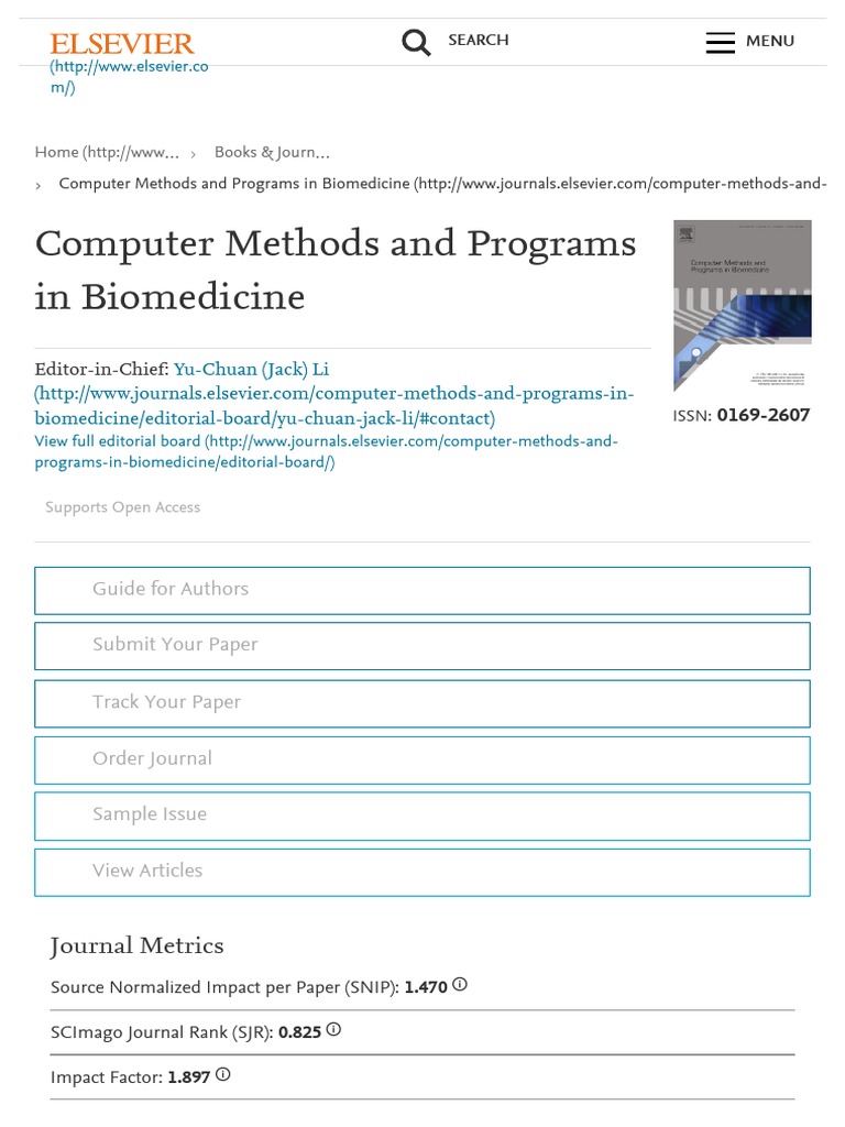 Computer methods and programs in biomedicine journal elsevier pdf