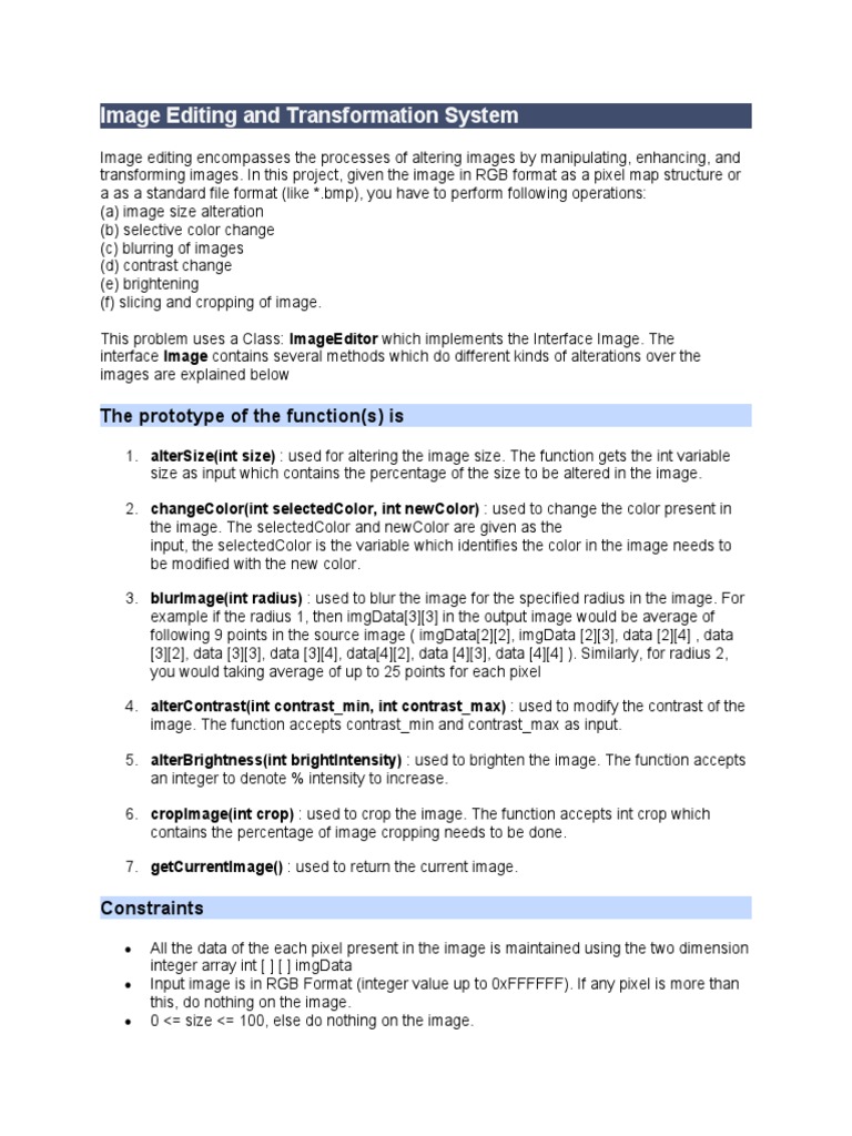 Image Editing and Transformation System | PDF | Image Editing | Class ...