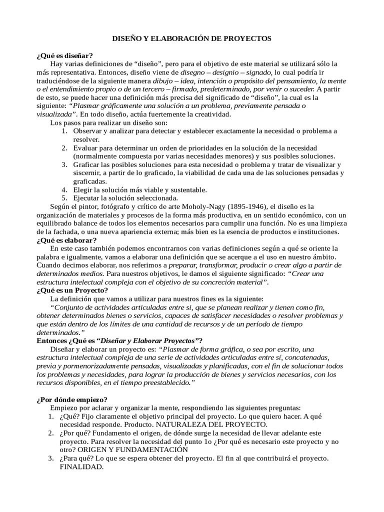 Diseño y Elaboración de Proyectos | PDF | Diseño | Cognición