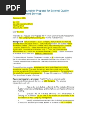 Sample Request for Proposal