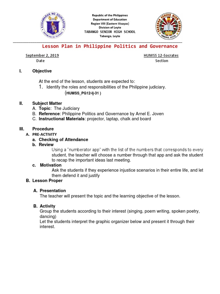 Philippine Judiciary Lesson Plan | PDF | Judiciaries | Supreme Courts