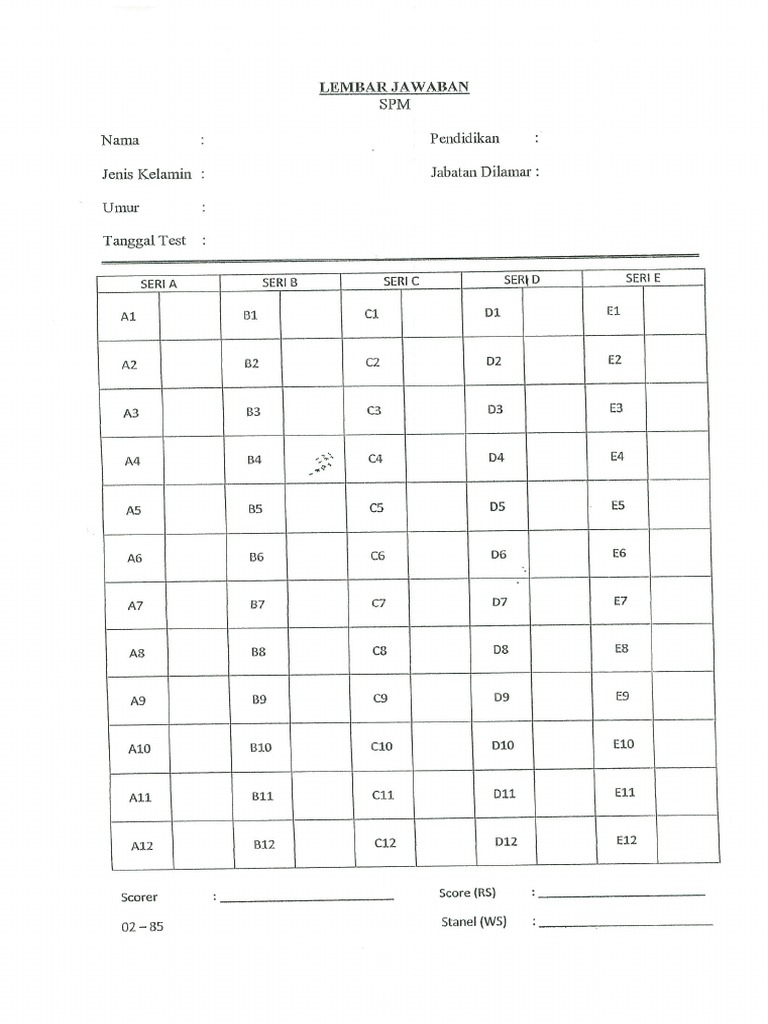 Lembar Jawaban SPM PDF | PDF
