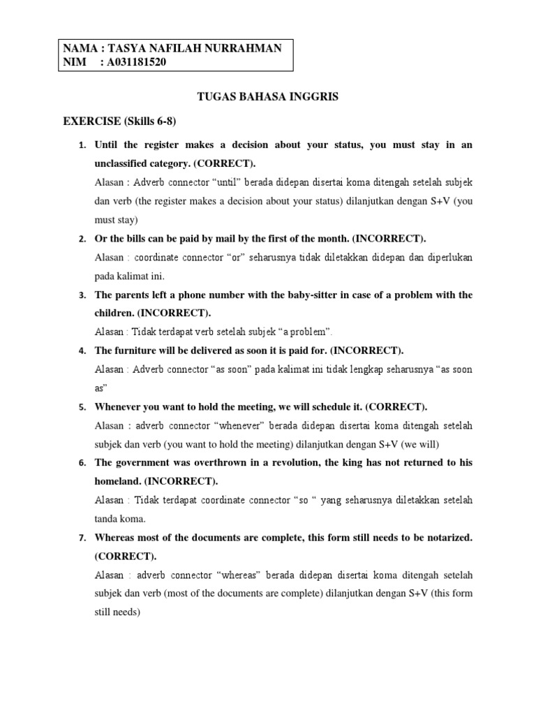 Jawaban Toefl Exercise 6 Guru Paud