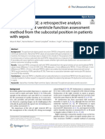 Subcostal TAPSE - A Retrospective Analysis of A Novel Right Ventricle Function Assessment Method From The Subcostal Position in Patients With Sepsis
