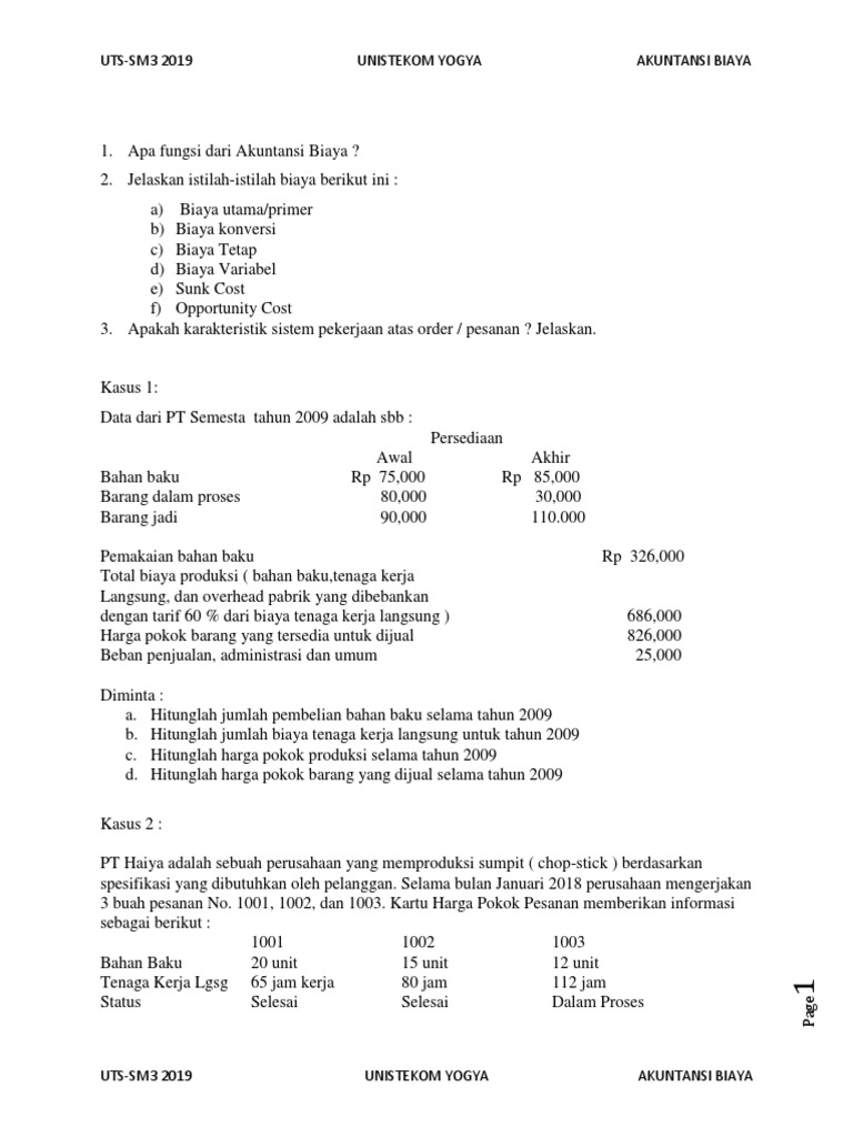 Uts Akuntansi Biaya