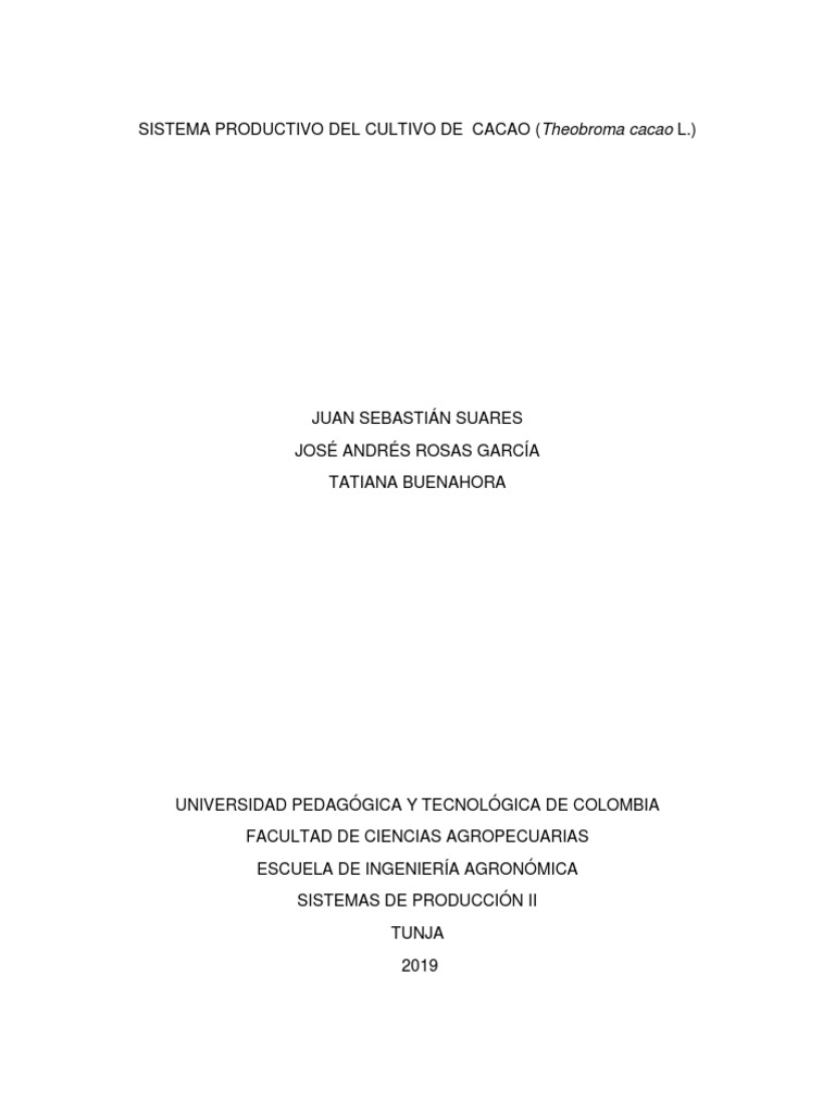 Monografía Cacao Pdf Suelo Entorno Natural