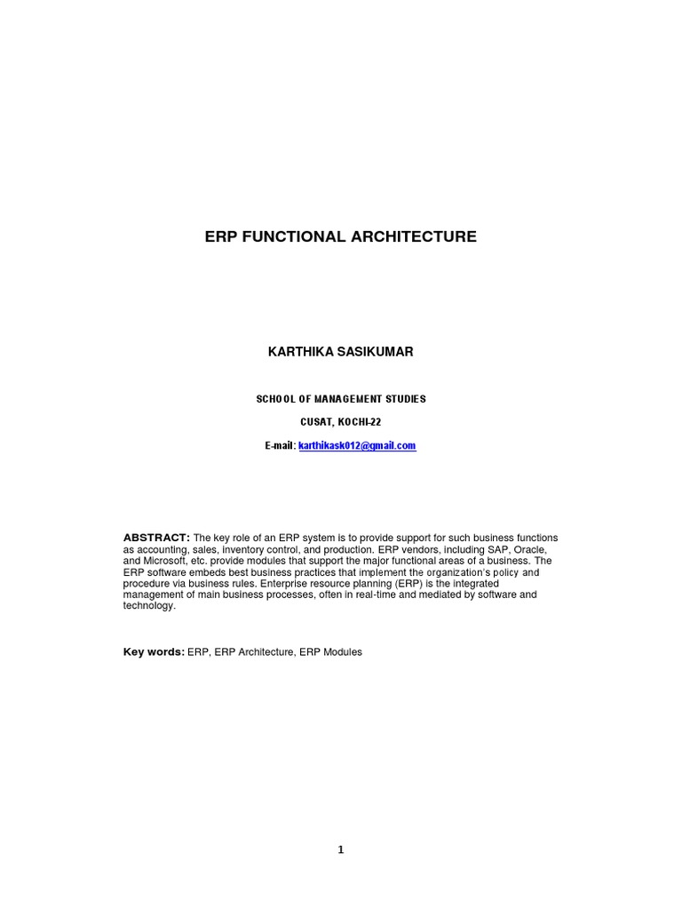 ERP Functional Architecture Overview | PDF | Enterprise Resource ...