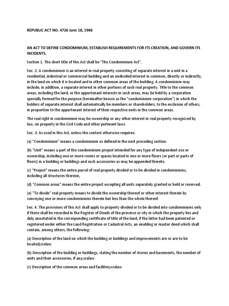 Condominium Act PDF Corporations Condominium