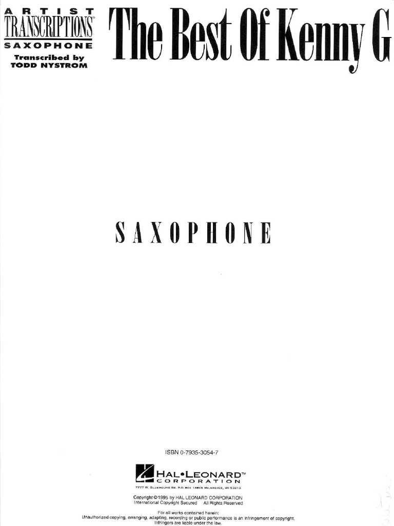 Kenny G The Best of Saxophone SOPRANO PARTITURA PDF Saxophone