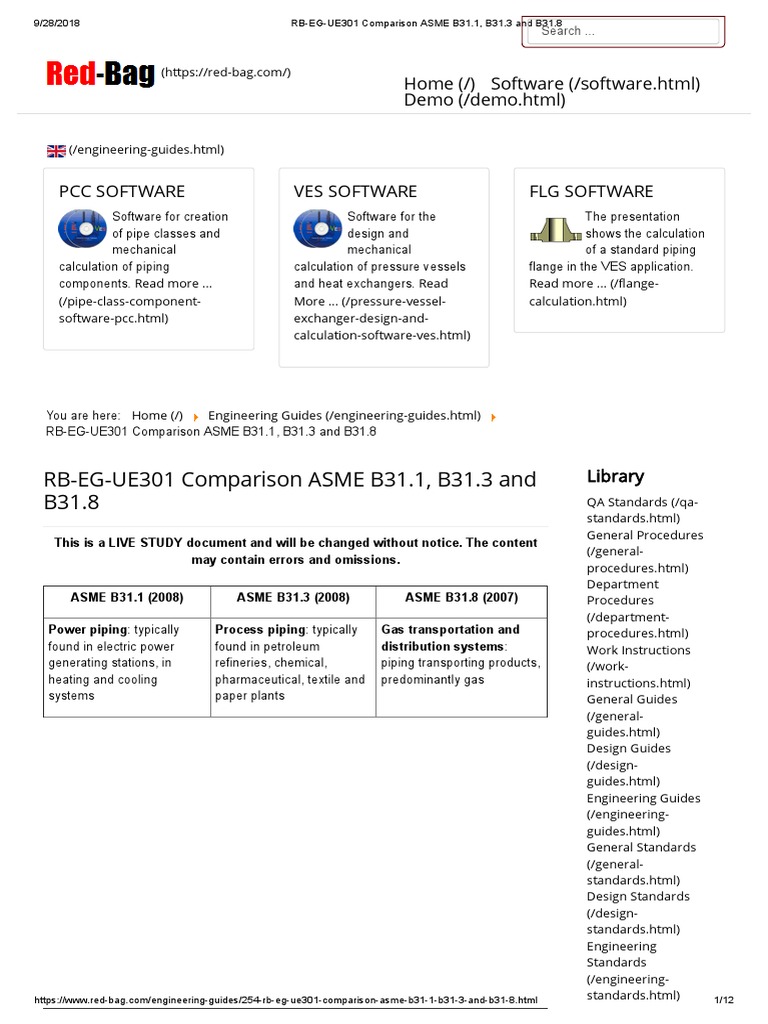 Comparison ASME B31.1, B31.3 and B31.8 PDF Pipe (Fluid Conveyance