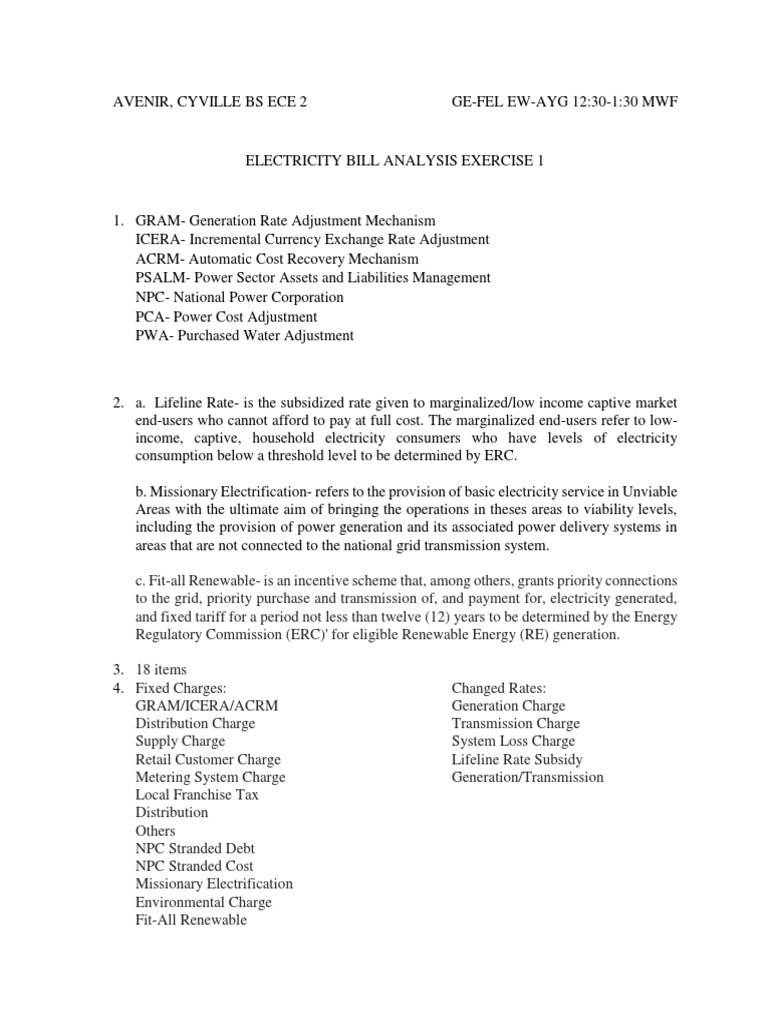 Understanding Electricity Bill Components | PDF | Electricity ...